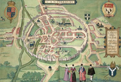 カンタベリーの地図、ブラウン（1541-1622）とフランツホグネンバーグ（1535-90）による「世界」c.1572-1617 作： Joris Hoefnagel
