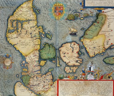 Georg Braun（1541-1622）とFrans Hogenberg（1535-90）による &39;Civitates Orbis Terrarum&39;からの北ヨーロッパの地図c.1572-1617 作： Joris Hoefnagel