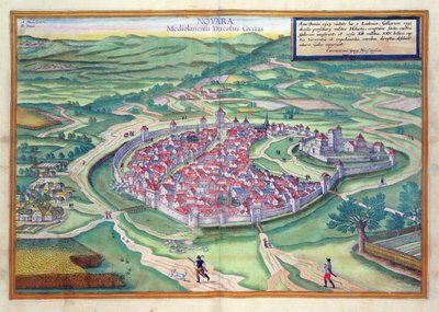 ブラウン（1541-1622）とフランツ・ホーゲンバーグ（1535-90）による「世界」からのノバラの地図c.1572-1617 作： Joris Hoefnagel