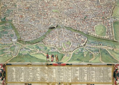 ローマの地図、Georg Braun（1541-1622）およびFrans Hogenberg（1535-90）c.1572-1617（138955を参照）による「Civitates Orbis Terrarum」から 作： Joris Hoefnagel