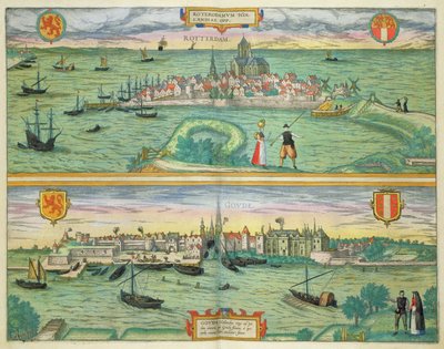 リスボンとカスカイスの地図、ブラウン（1541-1622）とフランツホーゲンバーグ（1535-90）による「世界」c.1572-1617 作： Joris Hoefnagel