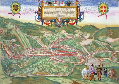 ブラウン（1541-1622）とフランツ・ホーゲンバーグ（1535-90）による「世界」からのセラーラの地図c.1572-1617 作： Joris Hoefnagel