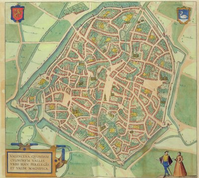ブラウン（1541-1622）とフランツ・ホーゲンバーグ（1535-90）による「世界」からのバレンシアの地図c.1572-1617 作： Joris Hoefnagel