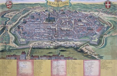 Braun（1541-1622）とFranz Hogenbergh（1535-90）による「世界」からのウィーンの地図c.1572-1617 作： Joris Hoefnagel