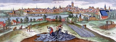アンジェのスレート職人、151年頃（エングレーヴィング） 作： Joris Hoefnagel