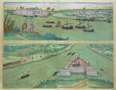 ブラウン（1541-1622）とフランスホーゲンバーグ（1535-90）による「世界」からのコモラの2つのビュー、1572年 作： Joris Hoefnagel