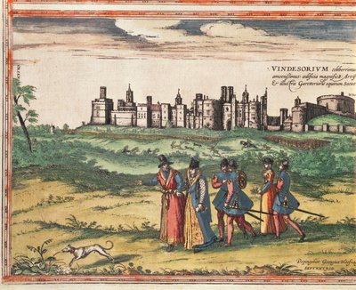 ウィンザー城の眺め、「シビテーツオルビステララム」Georg Braun（1541-1622）とFrans Hogenberg（1535-90）1599による 作： Joris Hoefnagel