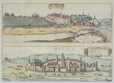 Georg Braun（1541-1622）とFrans Hogenberg（1535-90）による「Civitates Orbis Terrarum」からのセンドミリアとビエツの眺め 作： Joris Hoefnagel