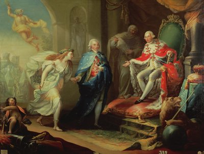 ゴドイがチャールズ4世に平和を示す1796年 作： José Aparicio