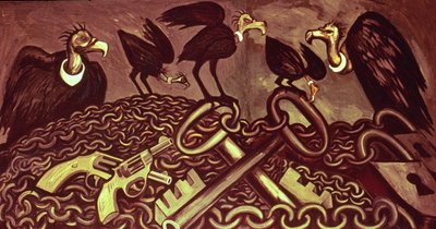 装飾パネル II、アメリカ文明の叙事詩より 作： José Clemente Orozco