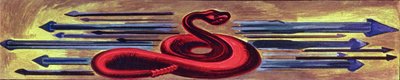 アメリカ文明の叙事詩からのヘビの装飾パネル 作： José Clemente Orozco