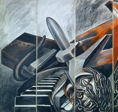 急降下爆撃機と戦車 作： José Clemente Orozco