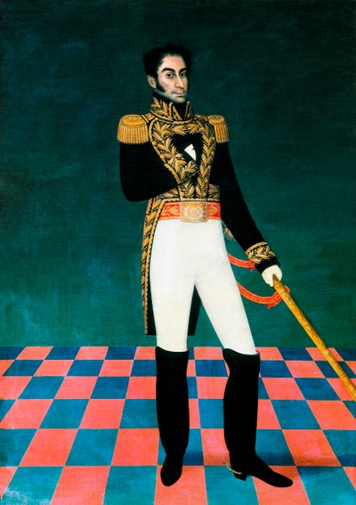 ベネズエラの政治家で兵士のシモン・ボリバル (1783-1830) の肖像画。 Jose Gil de Castro (1785-1841) の絵画。 19世紀。 自由の家、スクレ、ボリビア。 作： José Gil de Castro