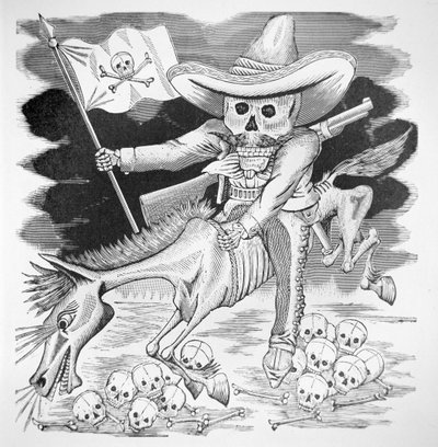 サパティスタのカラベラ 1910年頃（エングレーヴィング 作： José Guadalupe Posada