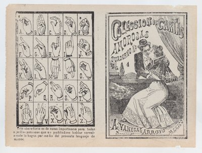 「ラブレター手帳4号」の表紙、抱き合ってキスするカップル… 1900年。 作： José Guadalupe Posada