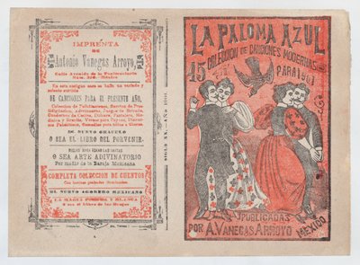 「La Paloma Azul: Collection of Modern Songs for 1901」のカバー、2 つのカップル da...、ca. 1901年。 作： José Guadalupe Posada
