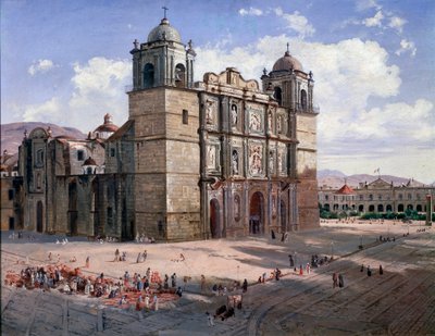 メキシコ、オアハカのカテドラルの眺め（絵画 作： José María Velasco