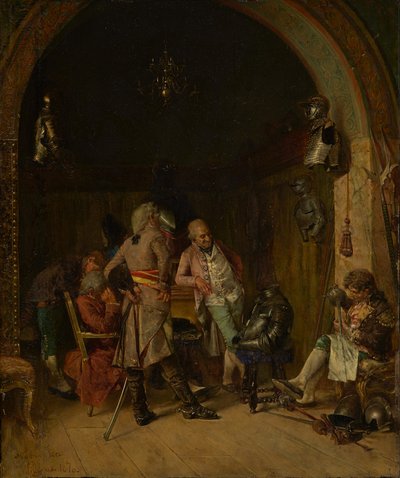 アンティークの武器を調べる、1870年 作： José Villegas Cordero