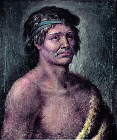 パタゴニア出身のインディアンの肖像、南アメリカでのアレッサンドロ・マラスピナの遠征中に描かれた絵、c. 1791年（絵） 作： José del Pozo