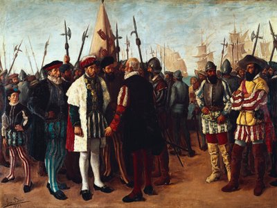 「バレンシア港のフランス王フランソワ1世（1494-1547）」19世紀（絵画） 作： Jose Bru Albinana
