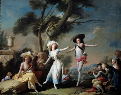 公園でのカップル。ホセ・カマロン・イ・ボロナット（1730-1803）の絵 作： Jose Camaron