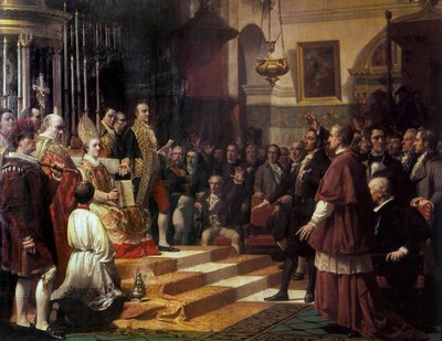 "1810年のカディスのコルテスの宣誓"ホセ・カサド・デ・アリサル（1832-1886）の絵画。1863 作： Jose Casado del Alisal