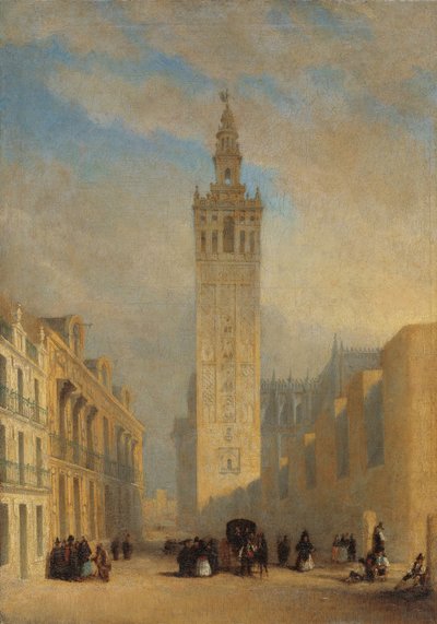 Calle Placentines から見たヒラルダ - ドミンゲス ベッカー、ホセ (1805-1841) - 1836 年頃 - キャンバスに油彩 - 57.4x40.2 - カルメン ティッセン美術館、マラガ 作： José Domínguez Bécquer