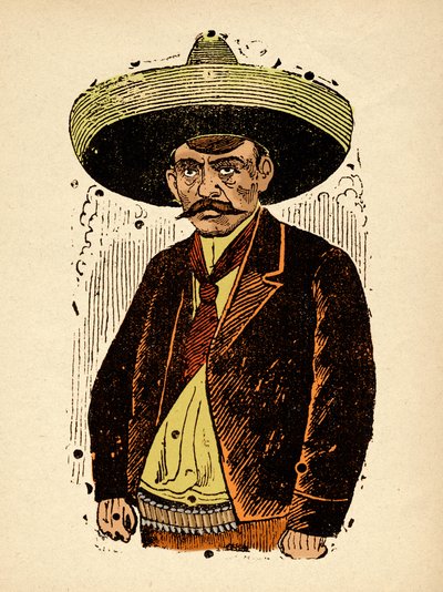 メキシコ革命 - エミリアーノ・サパタ、1910～1912年頃（木版画） 作： José Guadalupe Posada