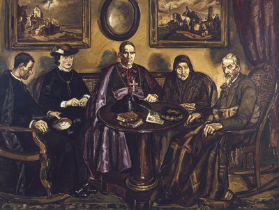 GUTIERREZ SOLANA, Jose (1886-1945).司教の訪問.1926.(161 x 211cm）。キャンバスに油彩。スペイン.マドリッド（自治州）.マドリード。国立レイナ・ソフィア美術館 作： Jose Gutierrez Solana