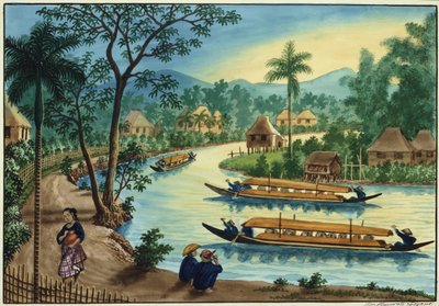 マニラとその周辺：パシグ川沿いのタギッグの町の近くの景色 作： Jose Honorato Lozano