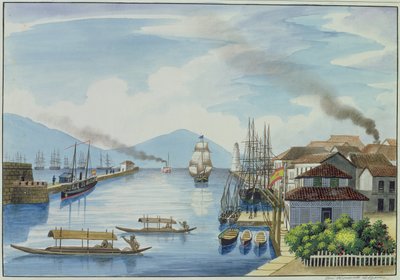 「マニラ周辺のビューのフレバスアルバム」、1845年頃、パッシグ川の河口 作： Jose Honorato Lozano