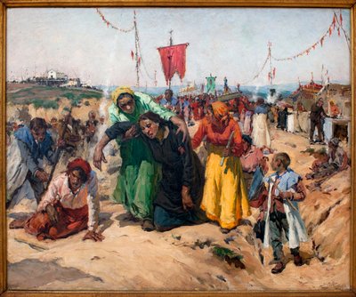 約束; Jose Malhoa（1855-1933）による絵画、木に油彩 作： José Malhoa