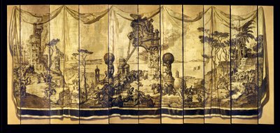 Vision Mediterranea、11枚の葉のスクリーン、1925年頃（金箔のパネルに油彩） 作： Jose Maria Sert y Badia