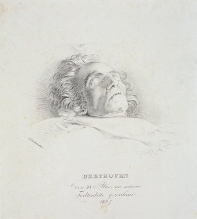 1827年3月28日、死の床にあるルートヴィヒファンベートーベン（1770-1827） 作： Josef Danhauser