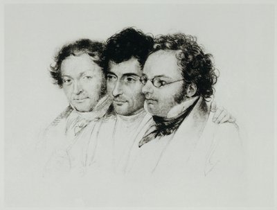ヨハン・バプティスト・イェンガー、アンセルム・ヒュッテンブレンナー、フランツ・シューベルト......。 作： Josef Eduard Teltscher