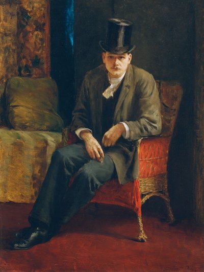 シルクハットの自画像 作： Josef Engelhart