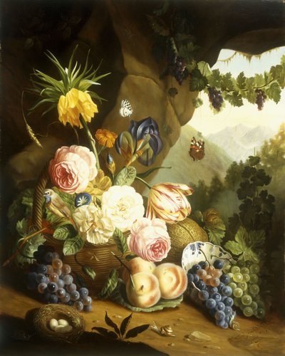 各種花のある静物 作： Josef Holstayn
