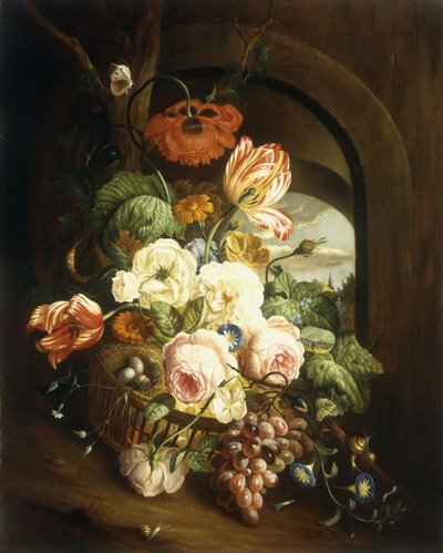各種花のある静物 作： Josef Holstayn