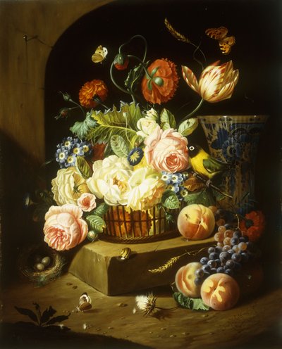 各種花のある静物 作： Josef Holstayn