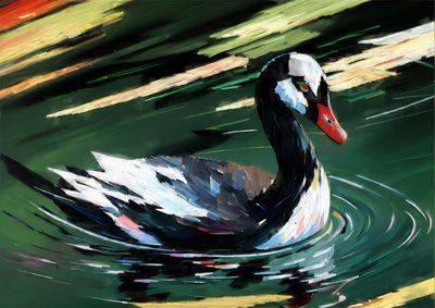 動物：ブラックスワン 1 作： Josef Johann Michel