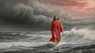 湖を渡るイエス 作： Josef Johann Michel