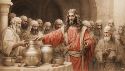 イエスはしもべたちに言われた_水がめに水を入れる_カナンの婚礼_01 作： Josef Johann Michel