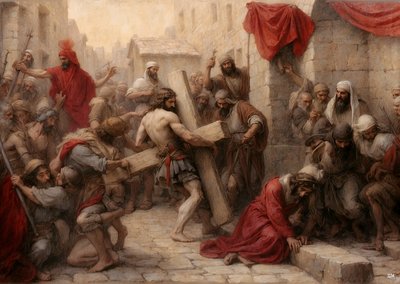十字架を背負ってエルサレムを通過するイエス_02 作： Josef Johann Michel