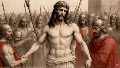 イエス_ローマ兵に嘲笑され、殴られる_01 作： Josef Johann Michel