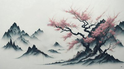 墨絵：桜咲く_02 作： Josef Johann Michel