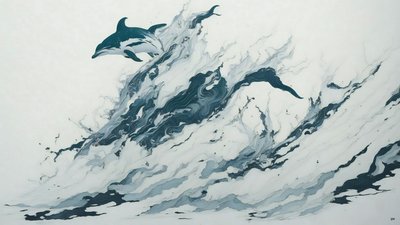 インク画イルカ_01 作： Josef Johann Michel