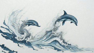 インク画イルカ_02 作： Josef Johann Michel