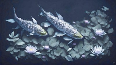 墨絵鯉・鯉魚_アメジスト_01 作： Josef Johann Michel