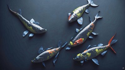 墨絵鯉・鯉魚_虹_02 作： Josef Johann Michel