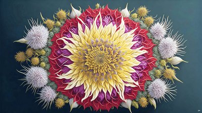 曼荼羅花の要素を持つアザミ_01 作： Josef Johann Michel